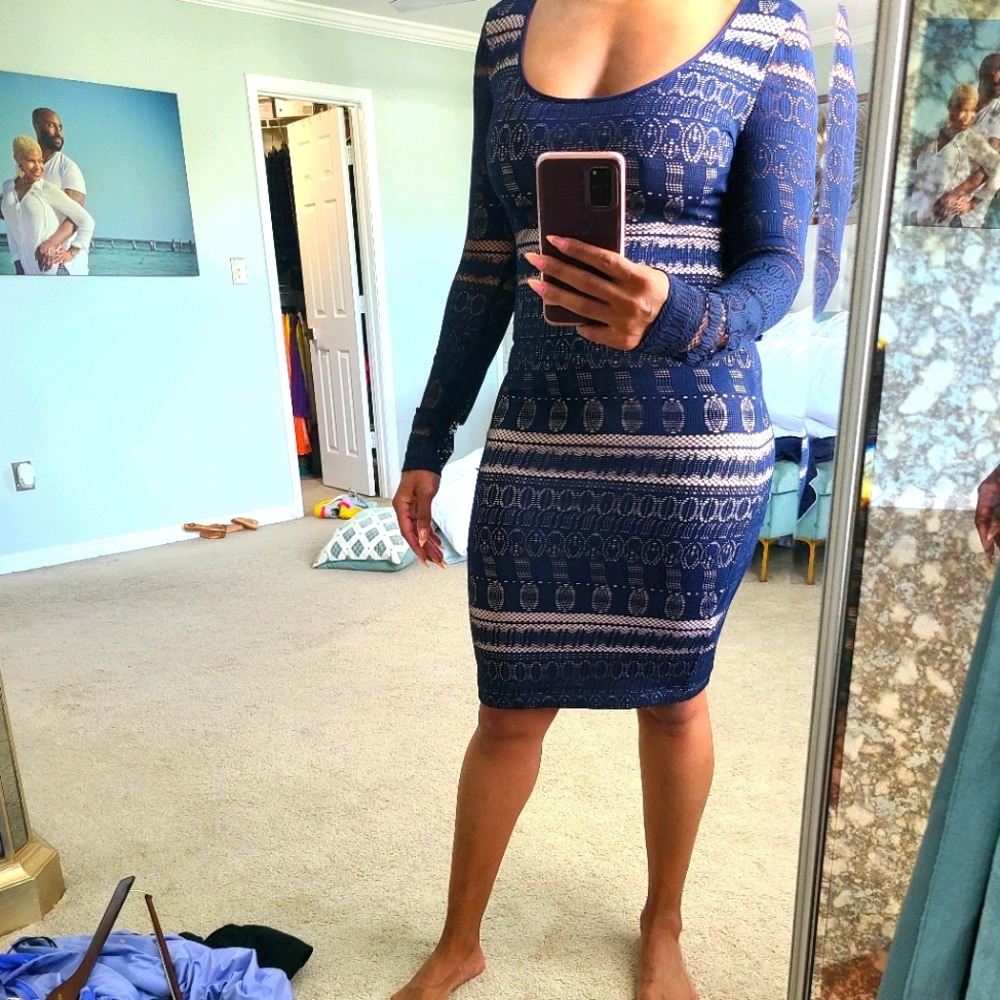 BGBG Bodycon Navy Crochet Dress